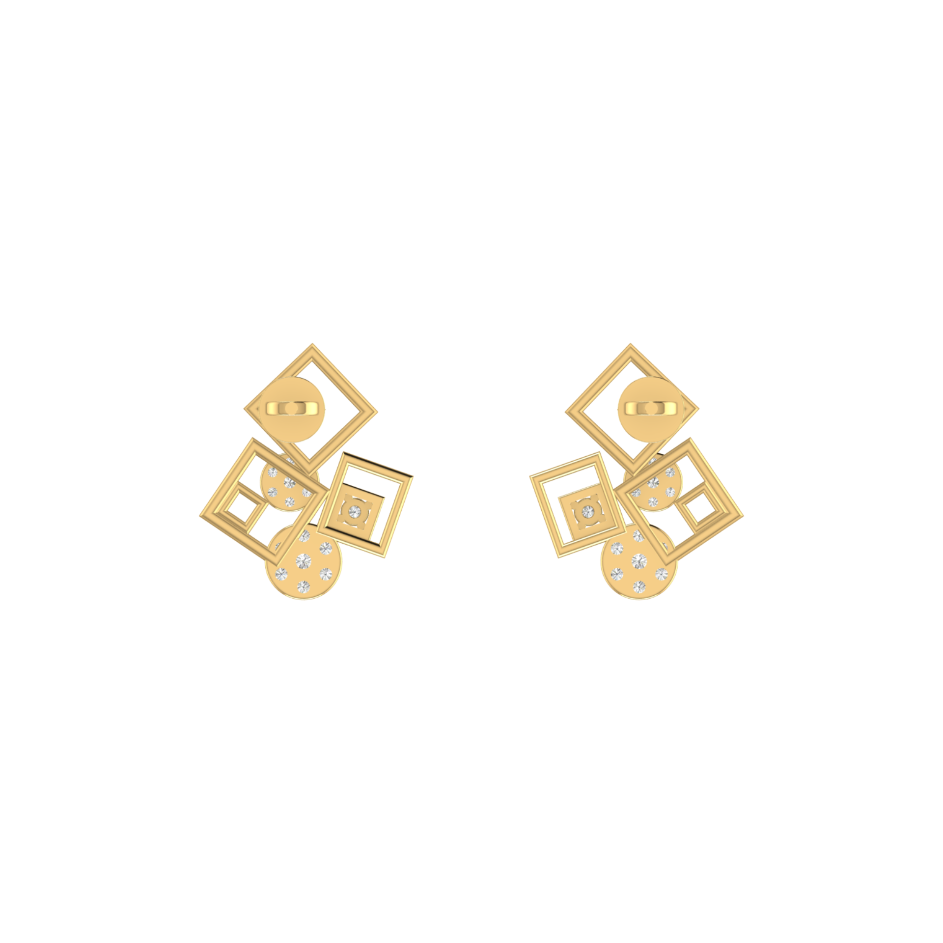 Luxe Asymmetric Gold Plated Lab Grown Diamond Earrings