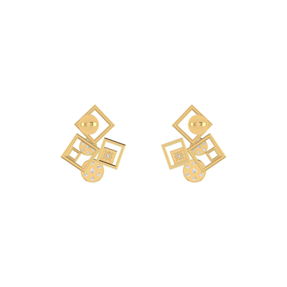 Luxe Asymmetric Gold Plated Lab Grown Diamond Earrings