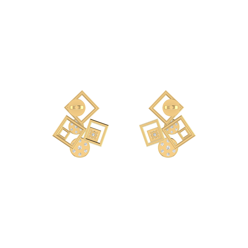 Luxe Asymmetric Gold Plated Lab Grown Diamond Earrings