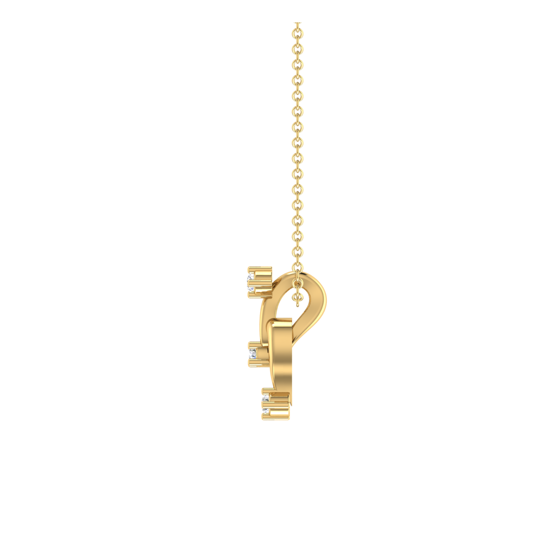 Kinetic Curve Gold Plated Lab Grown Diamond Pendant