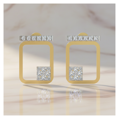 Aymmetrical Axis Studs Gold Plated Lab Grown Diamond Earrings