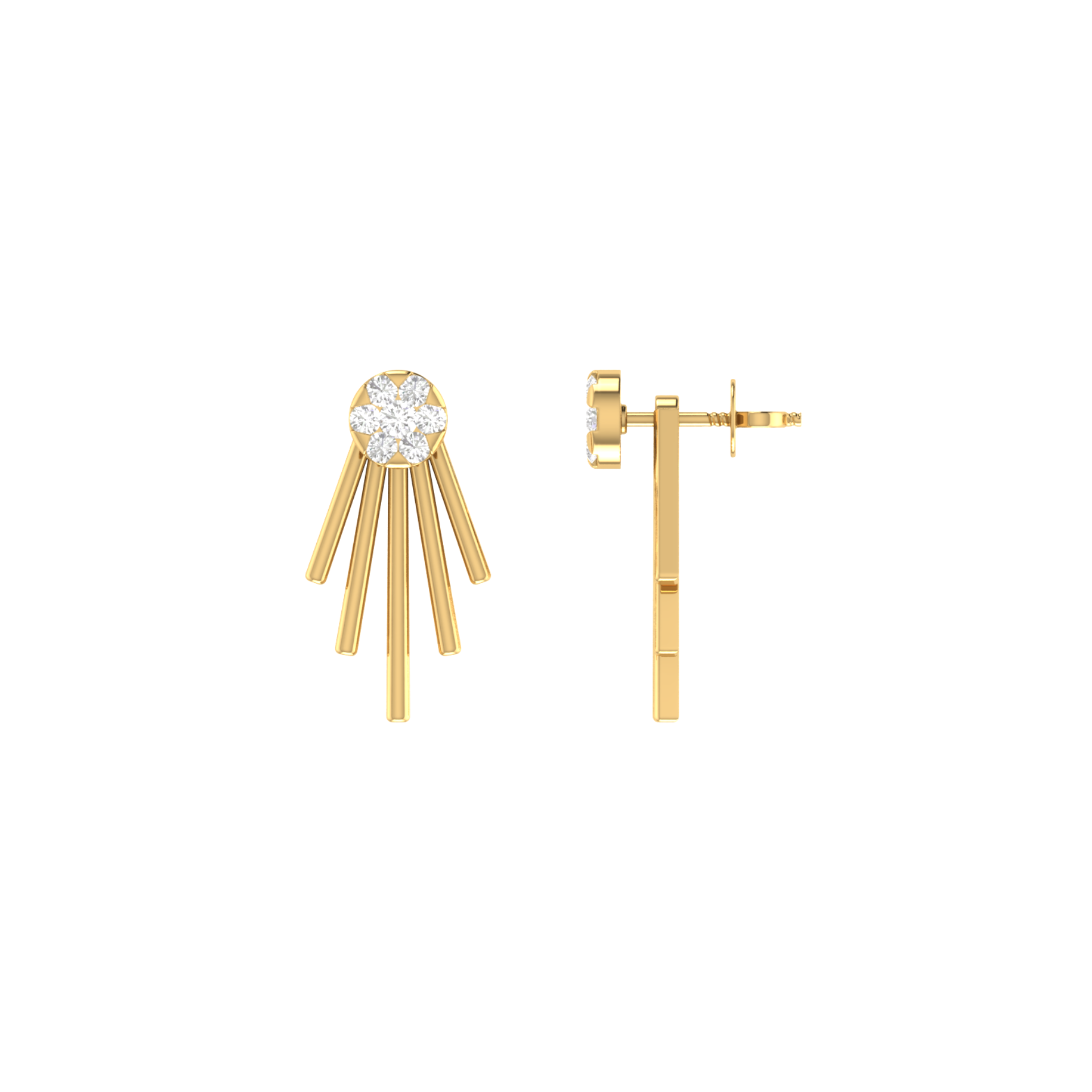 Astral Fringe Studs Gold Plated Lab Grown Diamond Earrings