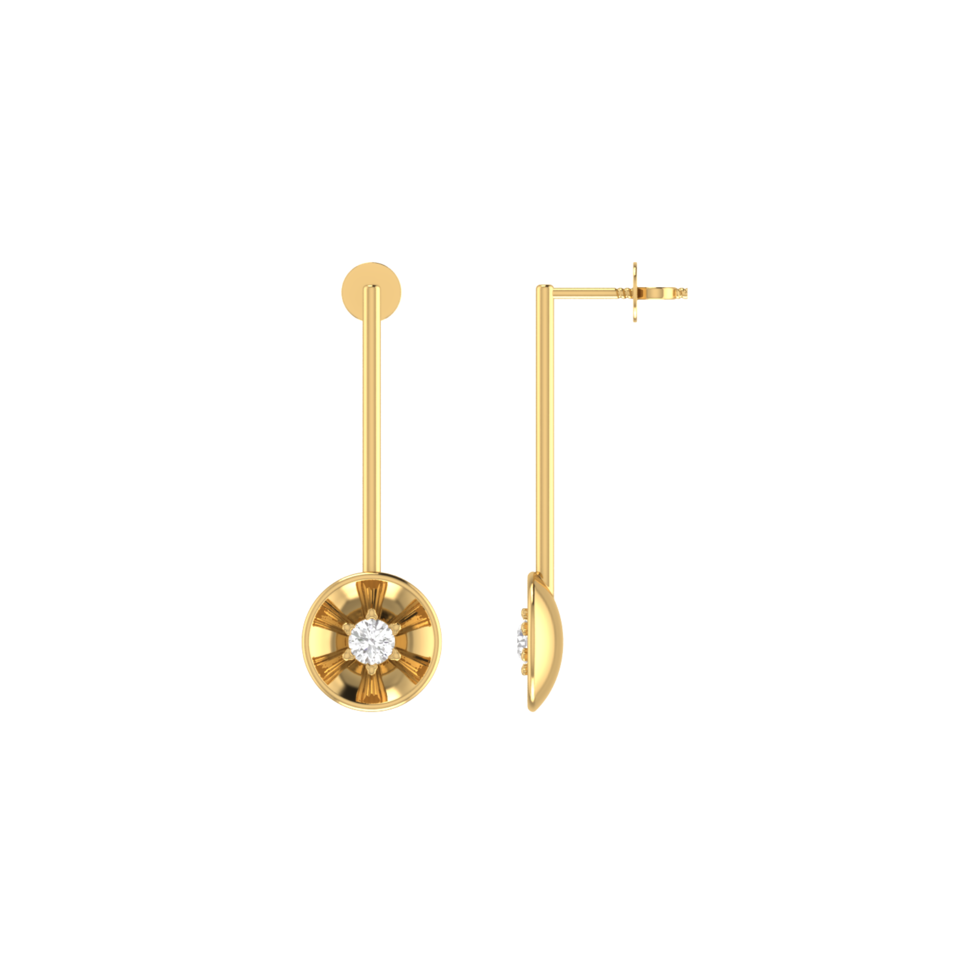 Astral Pillar Gold Plated Lab Grown Diamond Earrings
