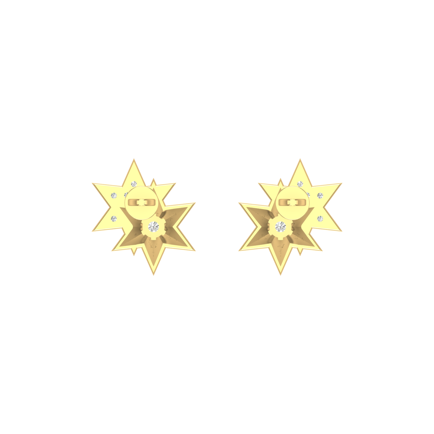 Dual Orbit Stars Gold Plated Lab Grown Diamond Earrings