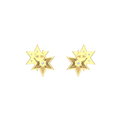 Dual Orbit Stars Gold Plated Lab Grown Diamond Earrings