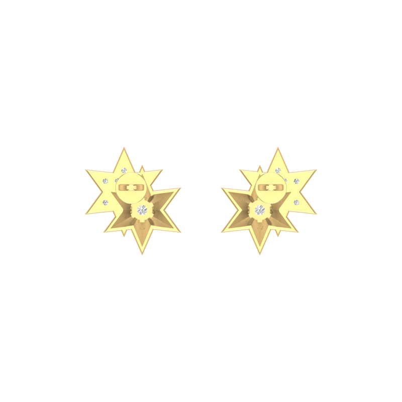 Dual Orbit Stars Gold Plated Lab Grown Diamond Earrings