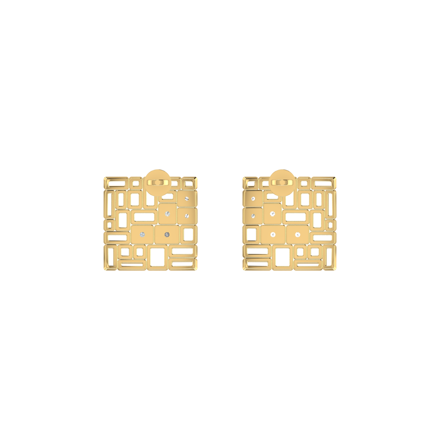 Tesserae Studs Gold Plated Lab Grown Diamond Earrings