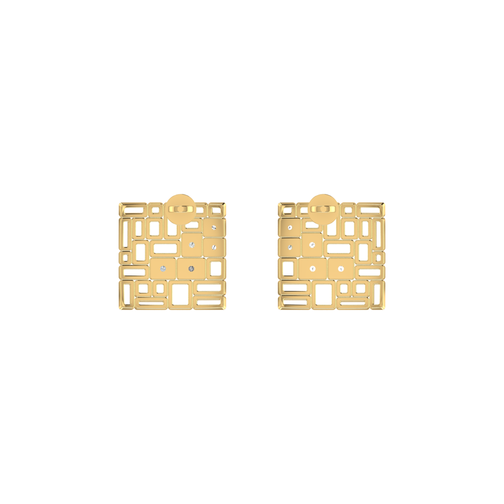 Tesserae Studs Gold Plated Lab Grown Diamond Earrings