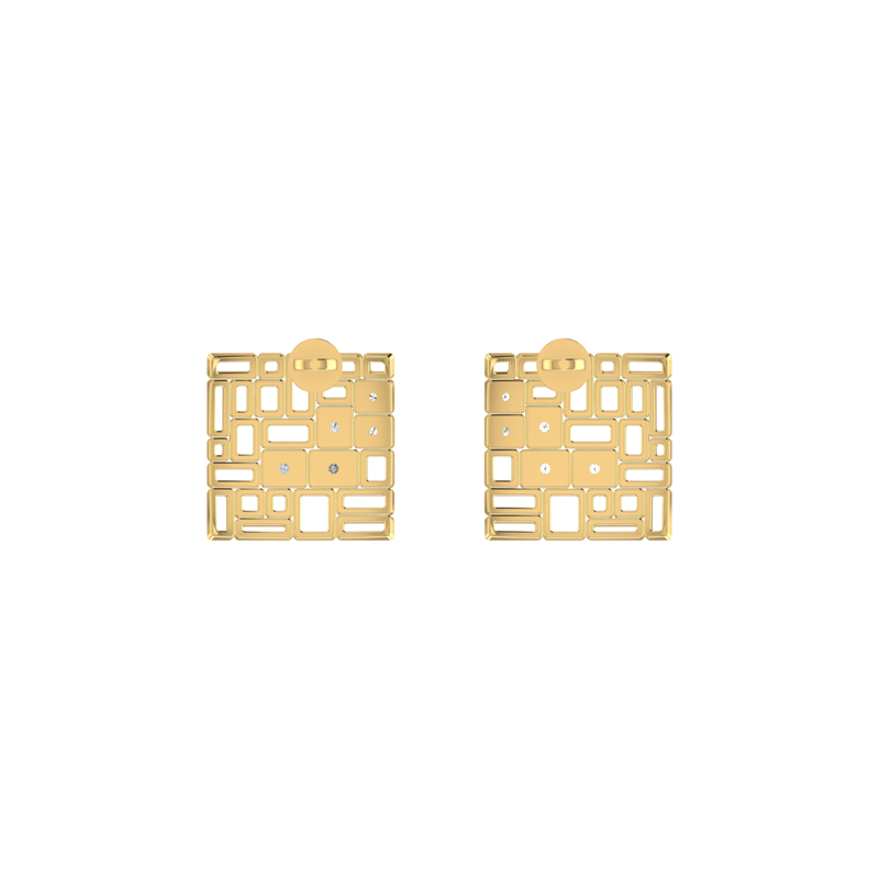 Tesserae Studs Gold Plated Lab Grown Diamond Earrings