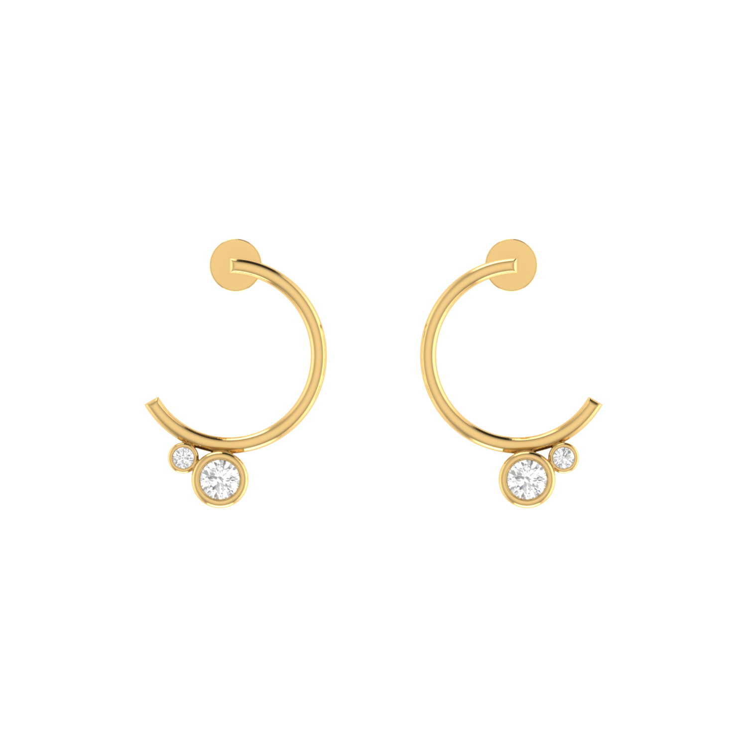 Lunar Orbiters Gold Plated Lab Grown Diamond Earrings