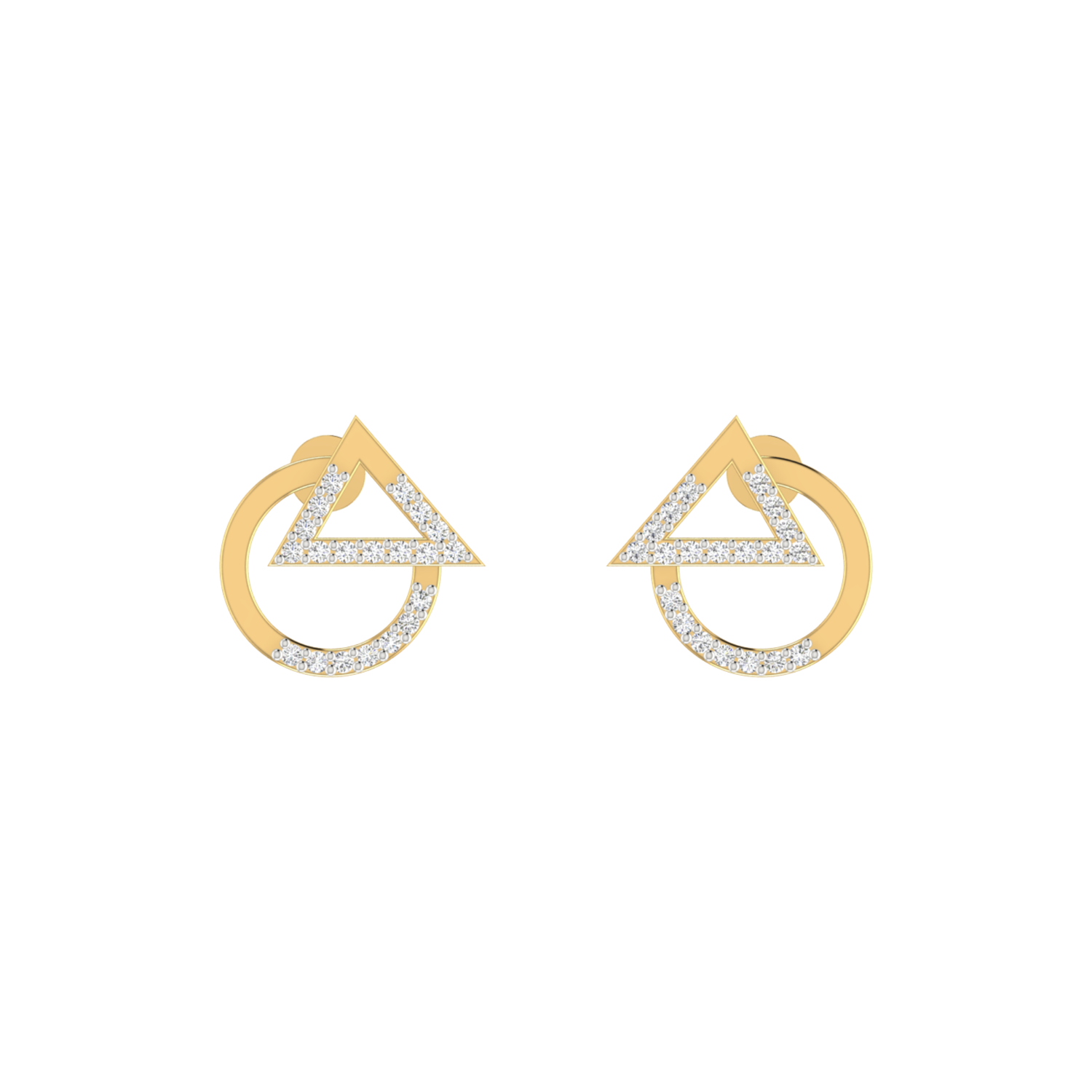 Trigon-Orbit Gold Plated Lab Grown Diamond Earrings