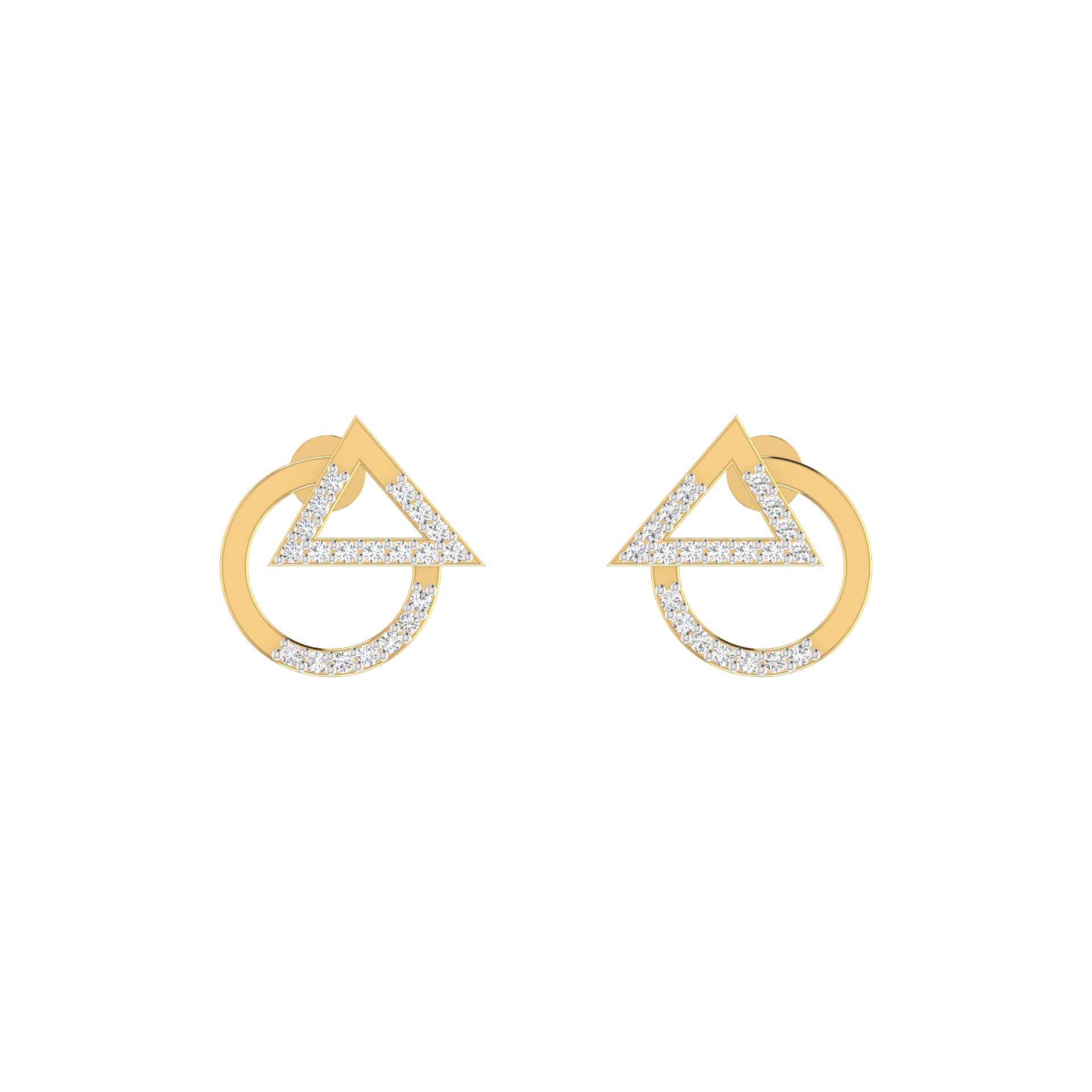 Trigon-Orbit Gold Plated Lab Grown Diamond Earrings