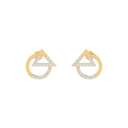 Trigon-Orbit Gold Plated Lab Grown Diamond Earrings