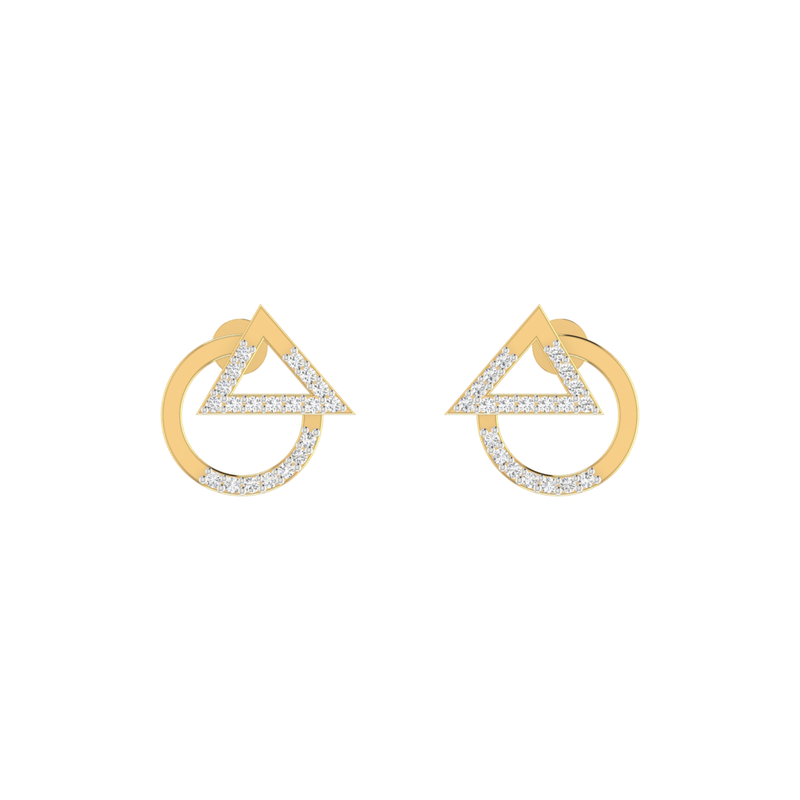 Trigon-Orbit Gold Plated Lab Grown Diamond Earrings