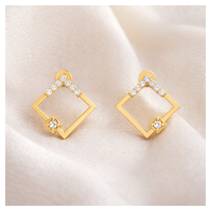 Lumina Grid Gold Plated Lab Grown Diamond Earrings