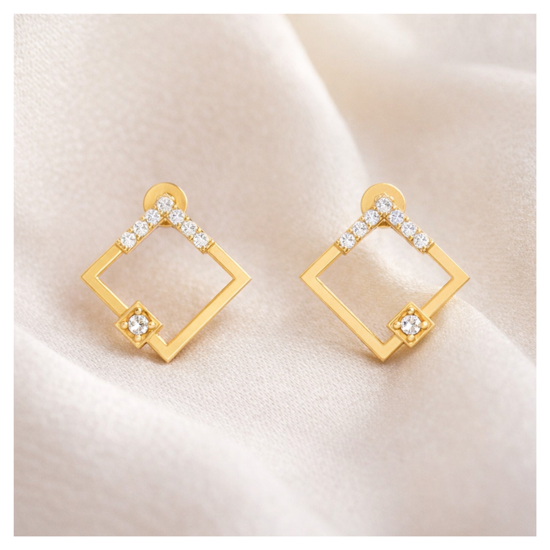 Lumina Grid Gold Plated Lab Grown Diamond Earrings