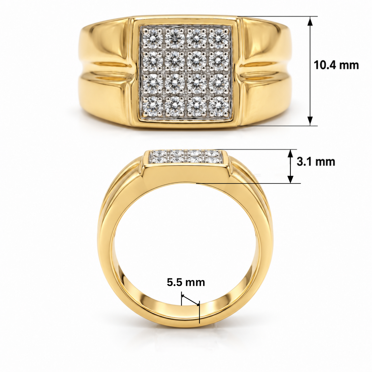 Kaelix Square Crest Lab Grown Diamond Ring
