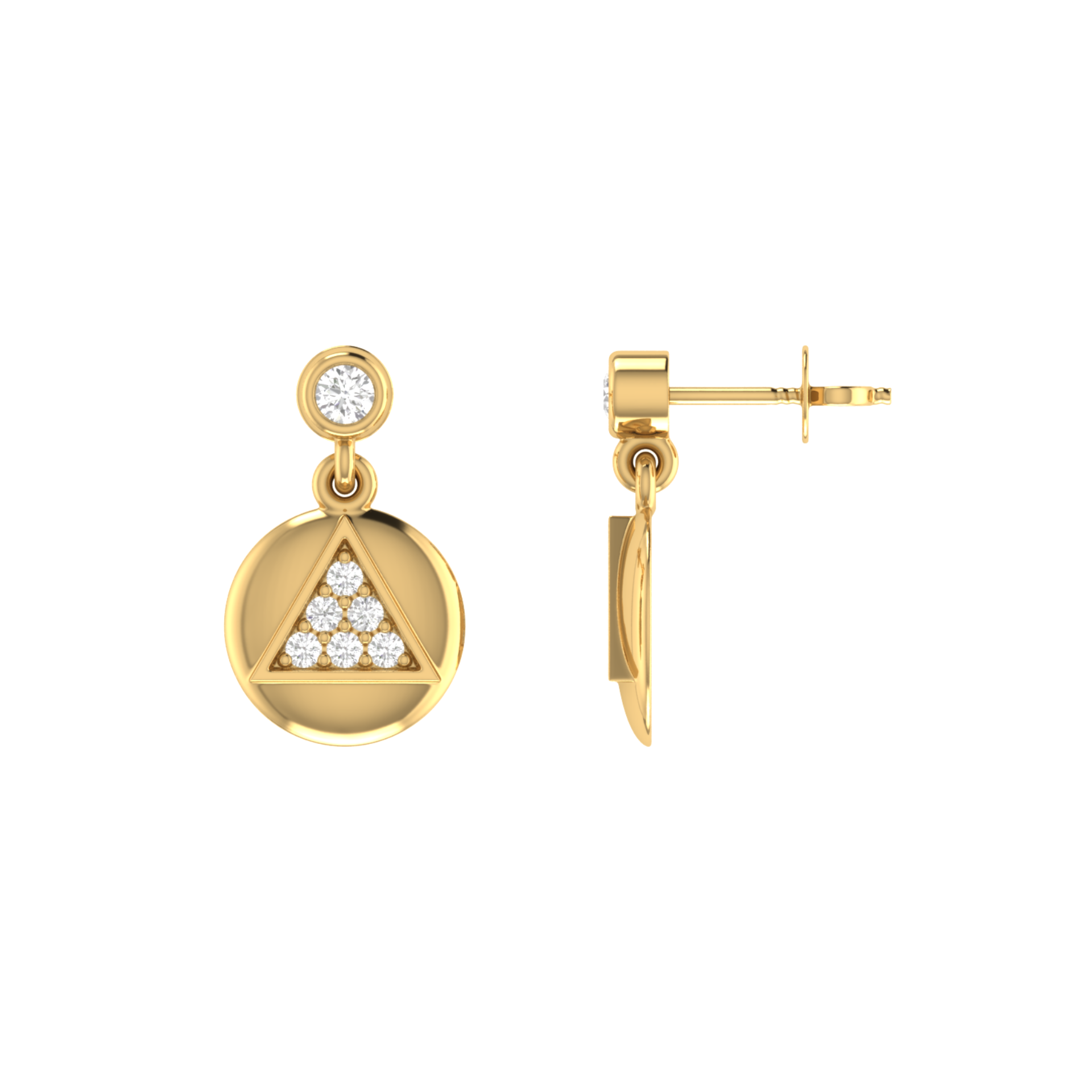 Trinity Medallion Gold Plated Lab Grown Diamond Earrings