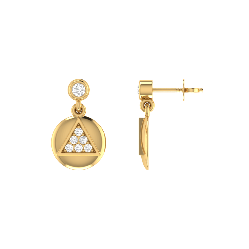 Trinity Medallion Gold Plated Lab Grown Diamond Earrings