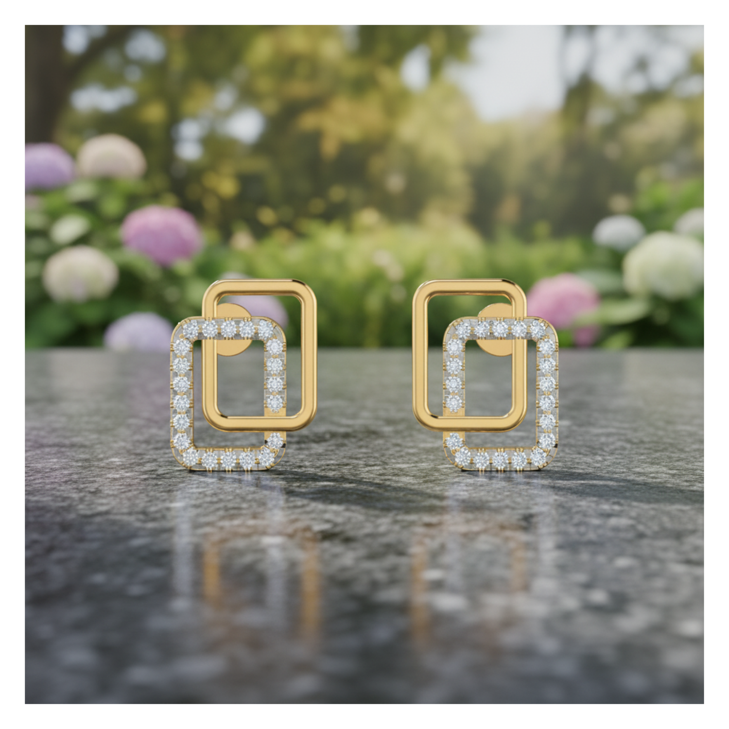Bonded Aura Studs Gold Plated Lab Grown Diamond Earrings