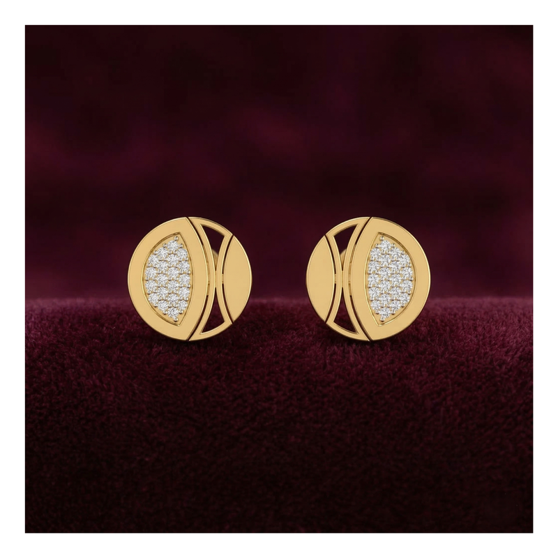 Mosaic Disc Studs Gold Plated Lab Grown Diamond Earrings