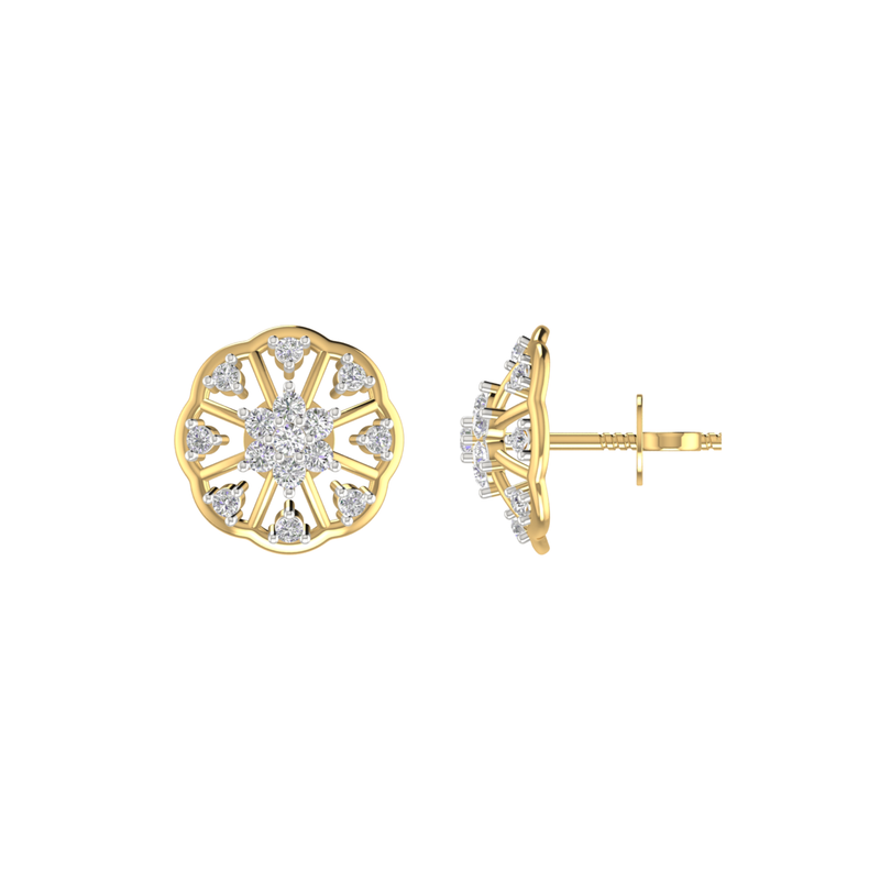 Filigree Flare Gold Plated Lab Grown Diamond Earrings