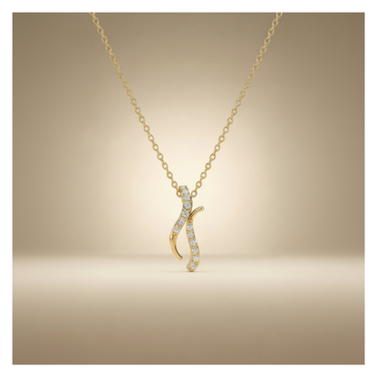 Lunar Crescent Swirl Gold Plated Lab Grown Diamond Pendant