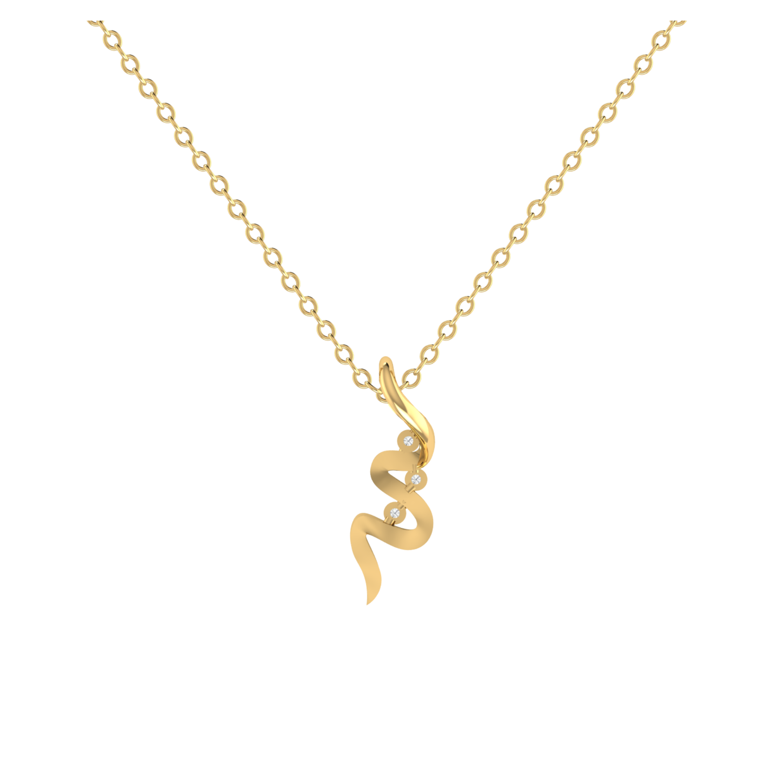 Zig-Zag Drop Gold Plated Lab Grown Diamond Pendant