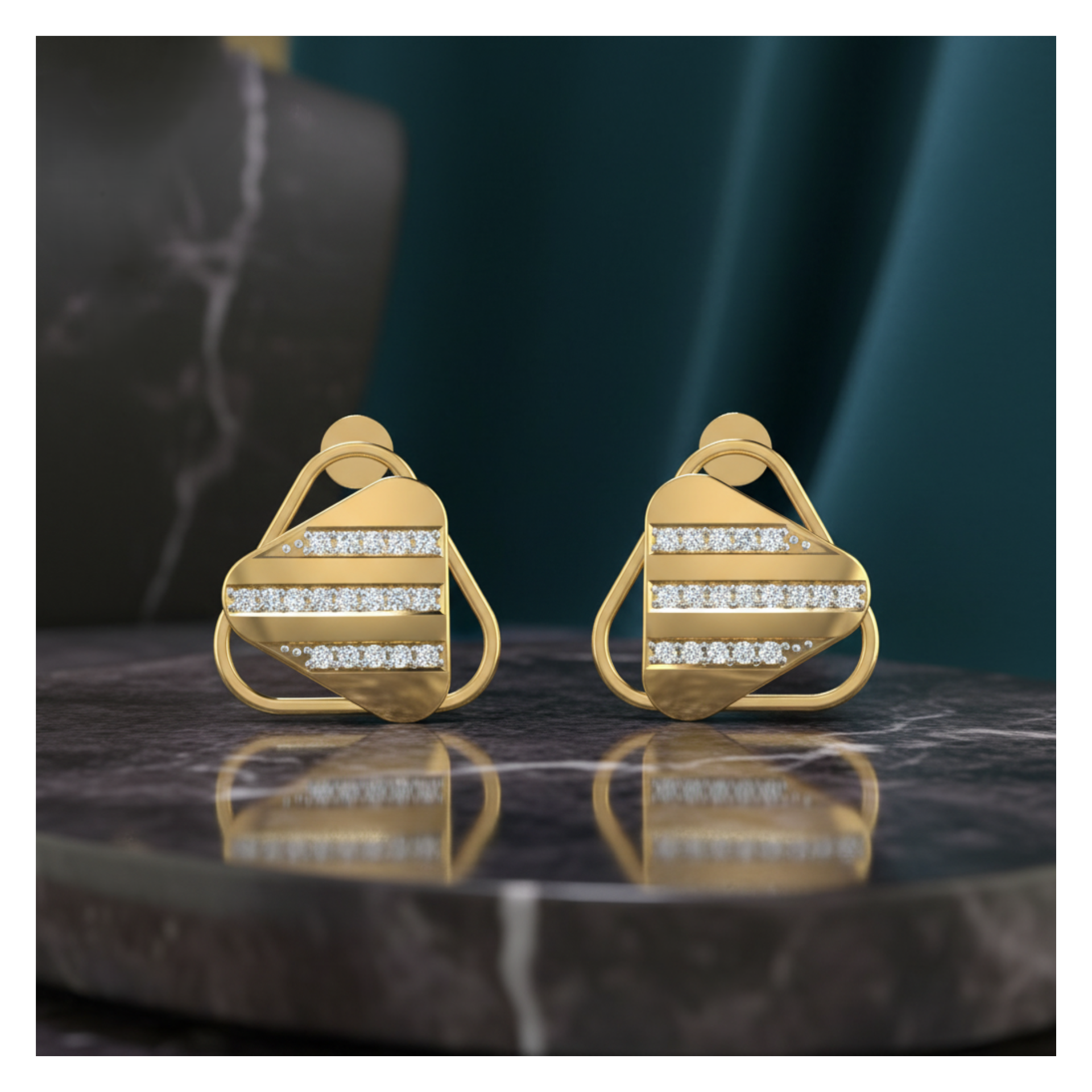 Parallel Gable Gold Plated Lab Grown Diamond Earrings