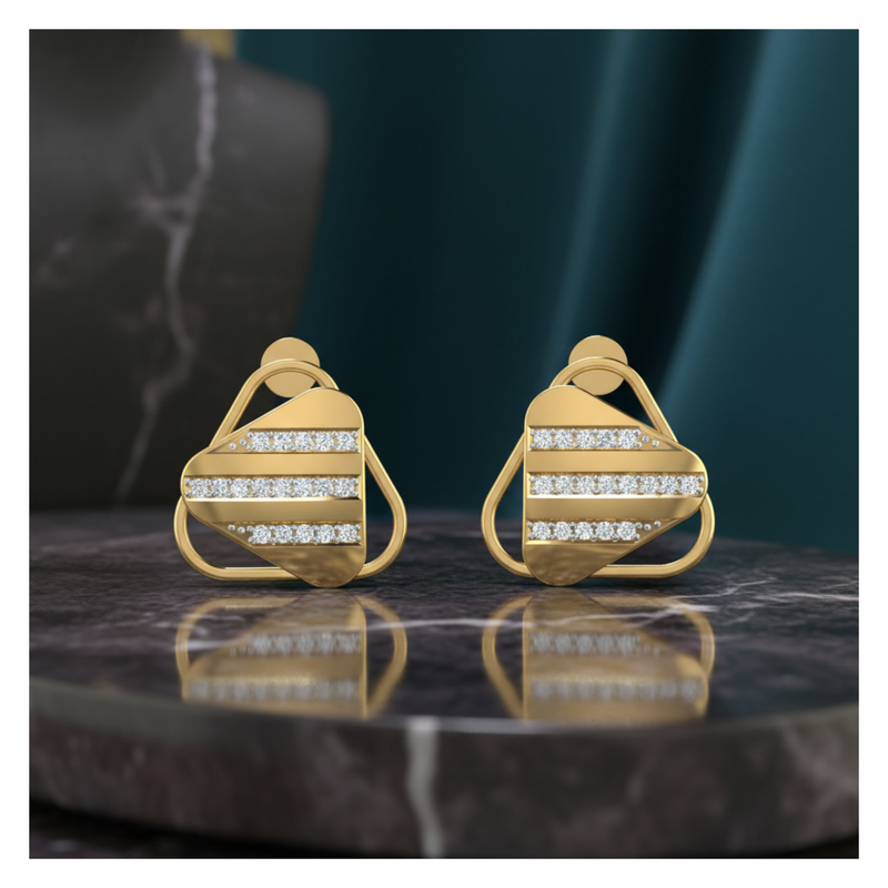 Parallel Gable Gold Plated Lab Grown Diamond Earrings