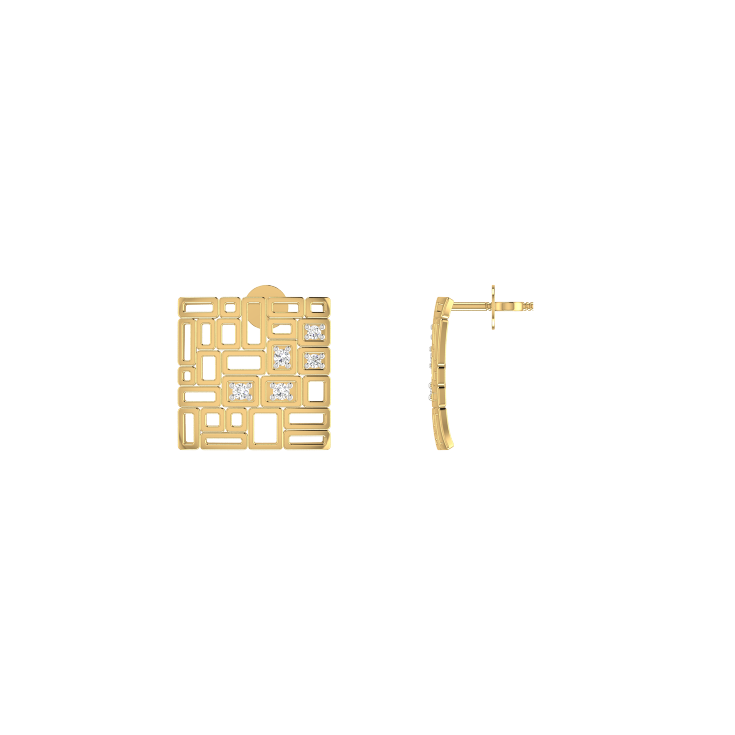 Tesserae Studs Gold Plated Lab Grown Diamond Earrings
