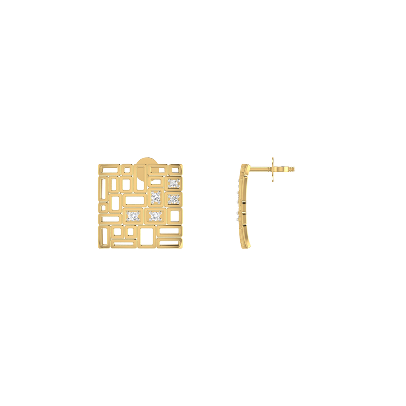 Tesserae Studs Gold Plated Lab Grown Diamond Earrings
