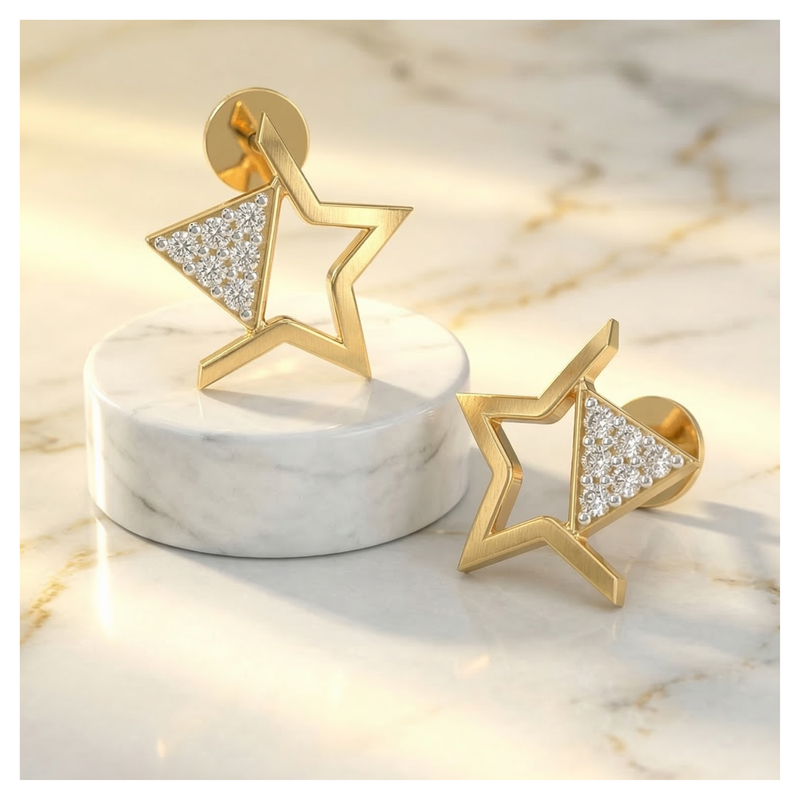 Astraea Studs Gold Plated Lab Grown Diamond Earrings
