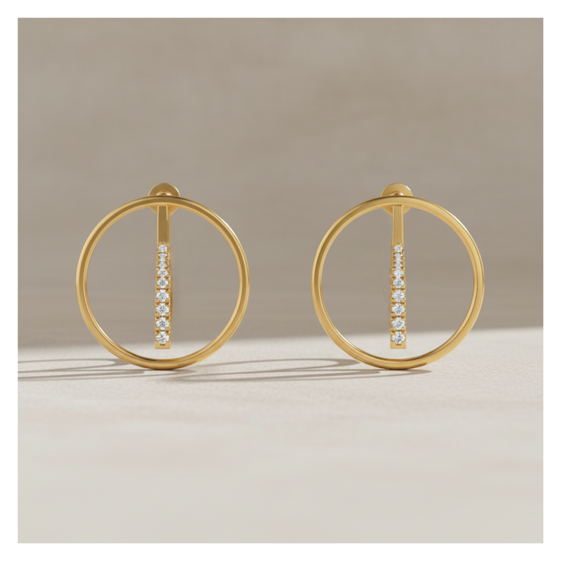 Solar Plumb Gold Plated Lab Grown Diamond Earrings