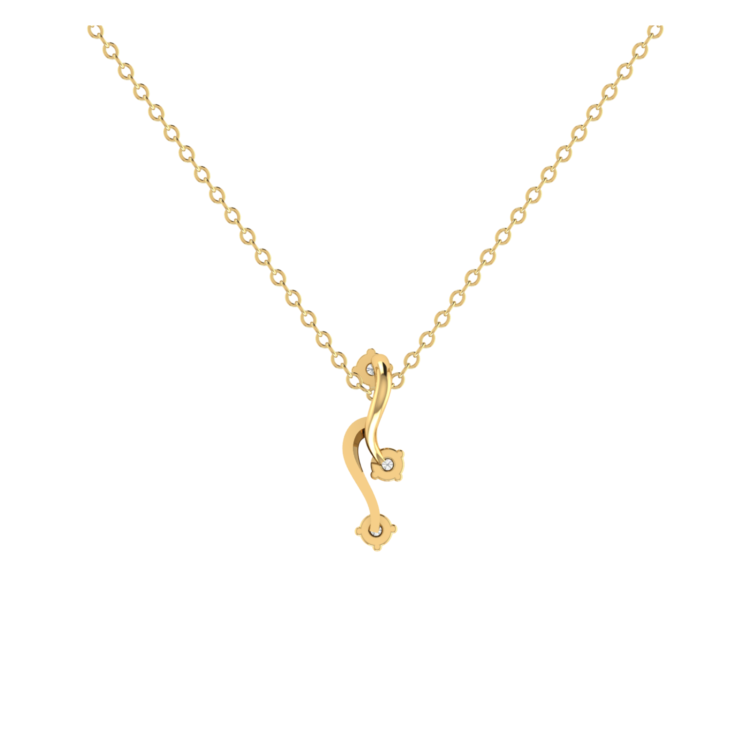 Kinetic Curve Gold Plated Lab Grown Diamond Pendant