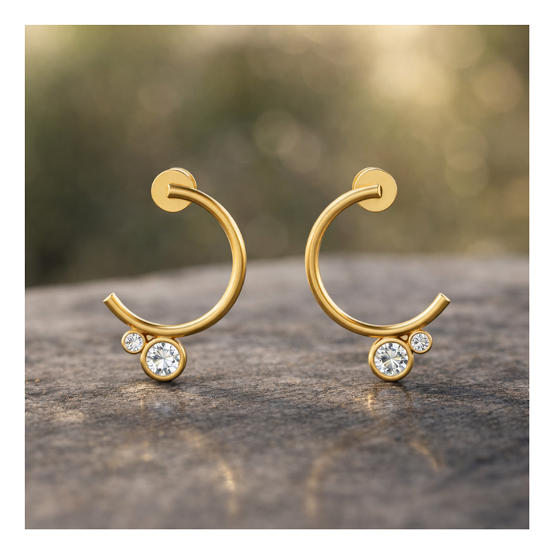 Lunar Orbiters Gold Plated Lab Grown Diamond Earrings