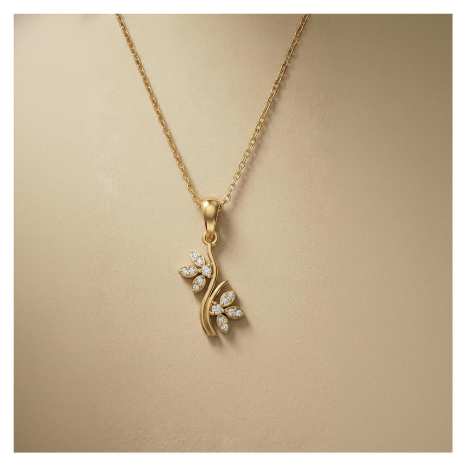 Harmony Vine Gold Plated Lab Grown Diamond Pendant