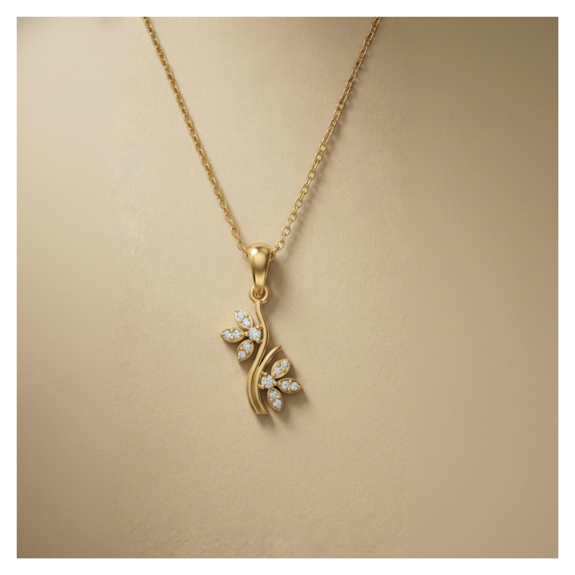 Harmony Vine Gold Plated Lab Grown Diamond Pendant