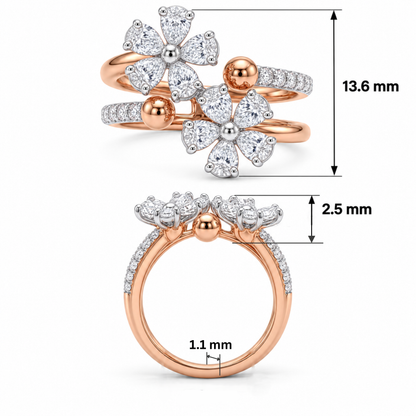 Nivara Twin Bloom Lab Grown Diamond Ring
