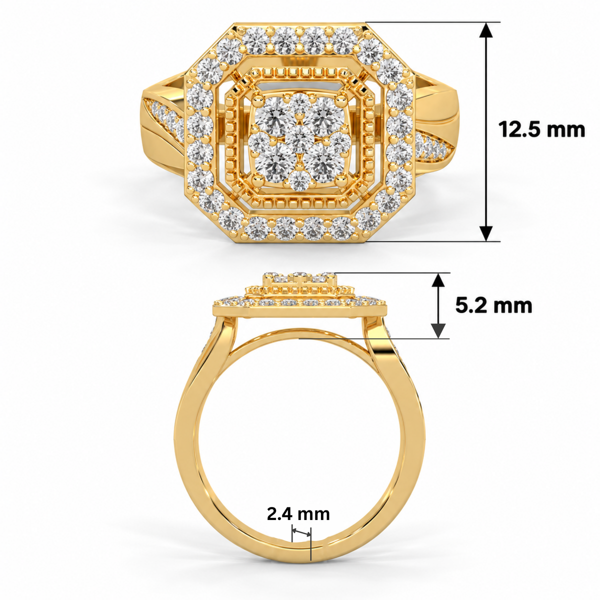 Regal Octagon Halo Lab Grown Diamond Ring