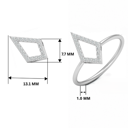 Geometric Kite Platinum Plated Lab Grown Diamond Ring