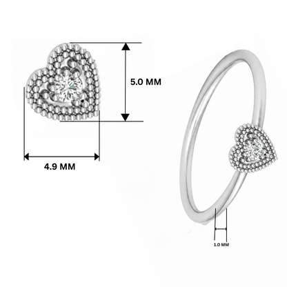 Lace Heart Platinum Plated Lab Grown Diamond Ring