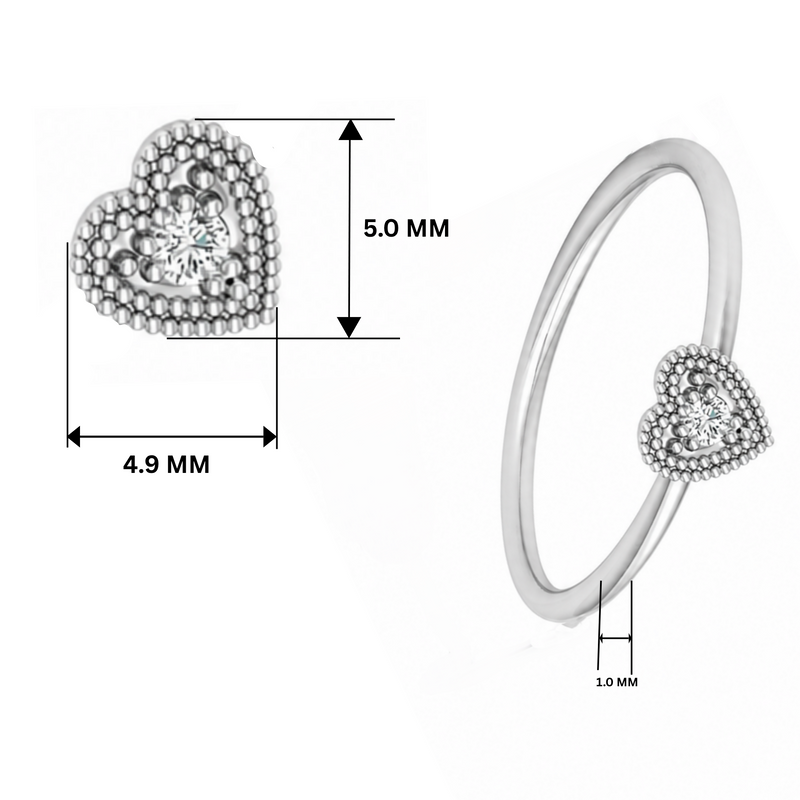 Lace Heart Platinum Plated Lab Grown Diamond Ring