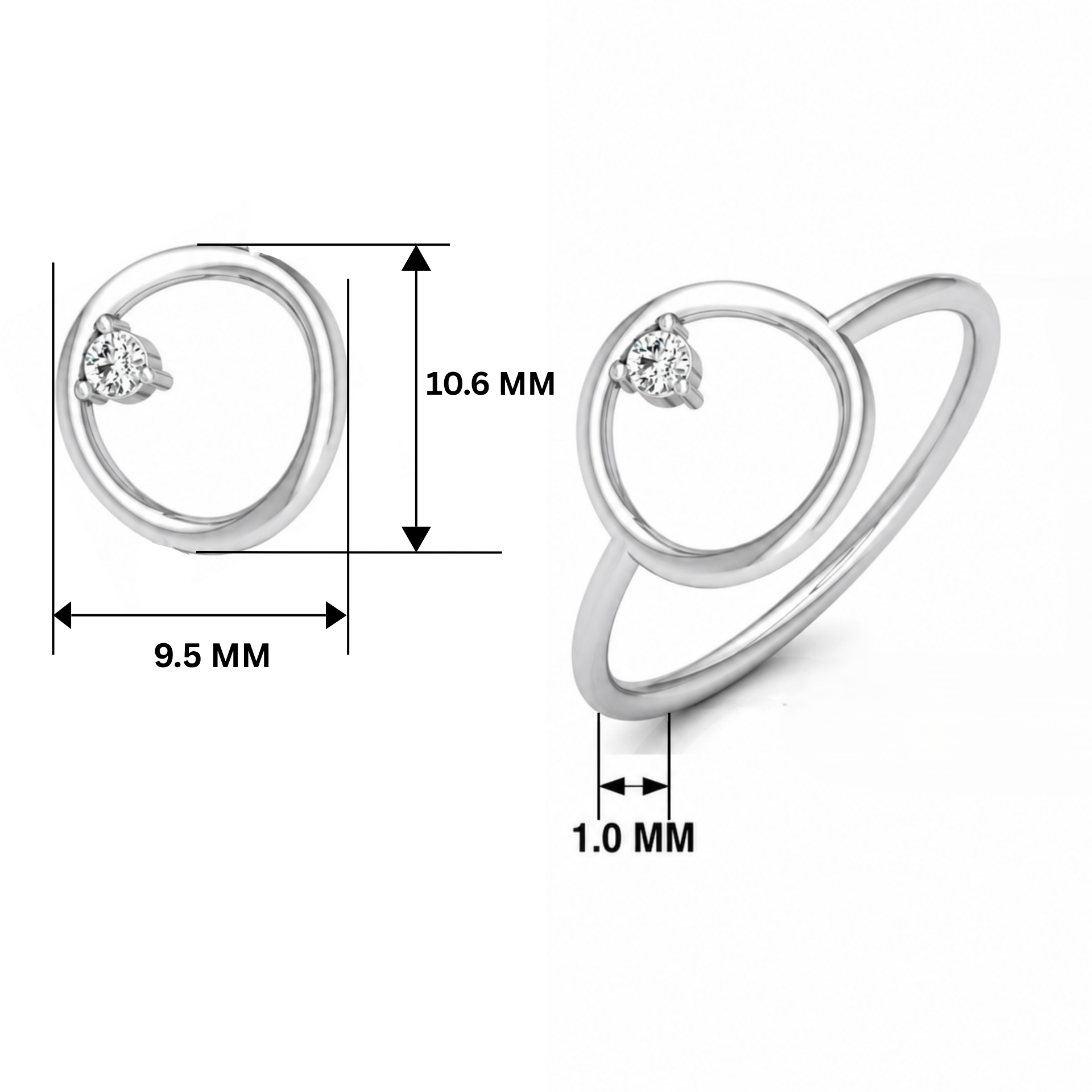 Mod-Orbit Platinum Plated Lab Grown Diamond Ring