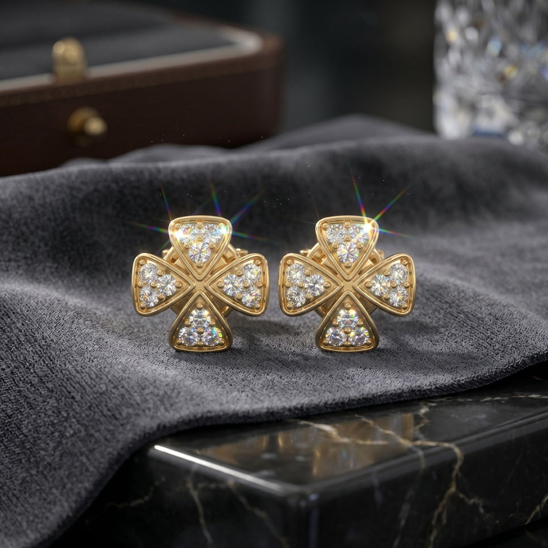 Clover Lab Grown Diamond Stud Earrings
