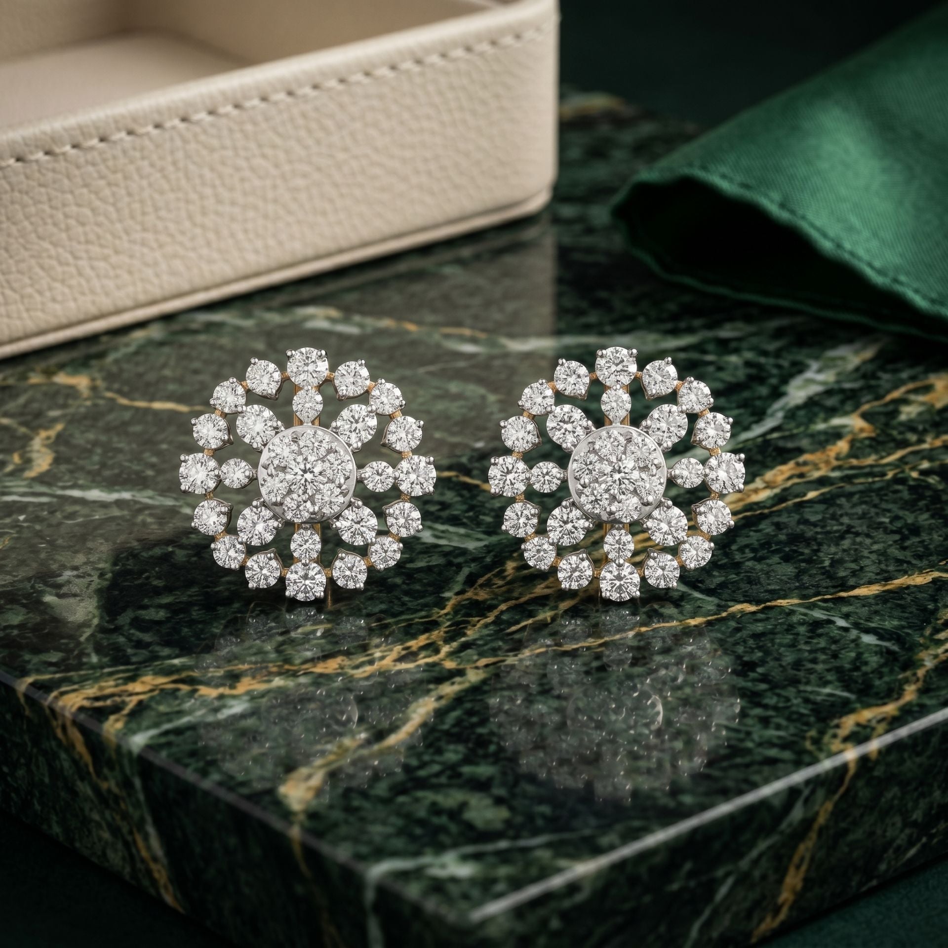 Concentric Lab Grown Diamond Flower Earrings