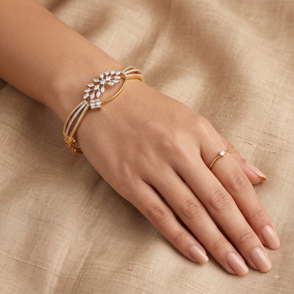 Leaf Motif Lab Grown Diamond Bangle