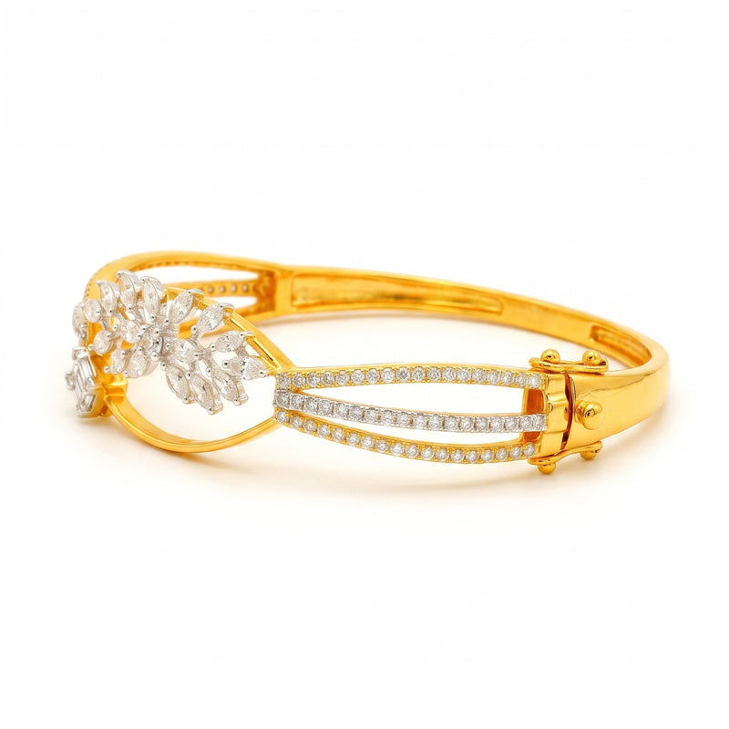 Leaf Motif Lab Grown Diamond Bangle