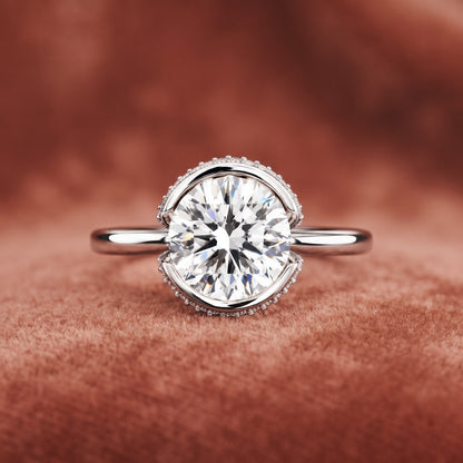 Sleek Halo Solitaire Lab Grown Diamond Ring