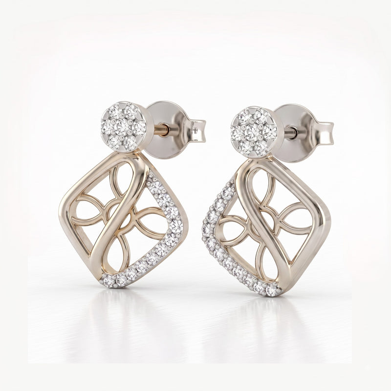 Swirl Lattice Platinum Plated Lab Grown Diamond Earrings